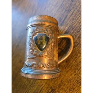 Vintage Travis AFB Emblem Pewter/copper Toothpick Holder Mini Mug Figurine